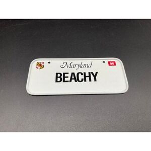Vintage Maryland‎ 1990 "Beachy" License Plate Souvenir Tag Miniature Metal Sign